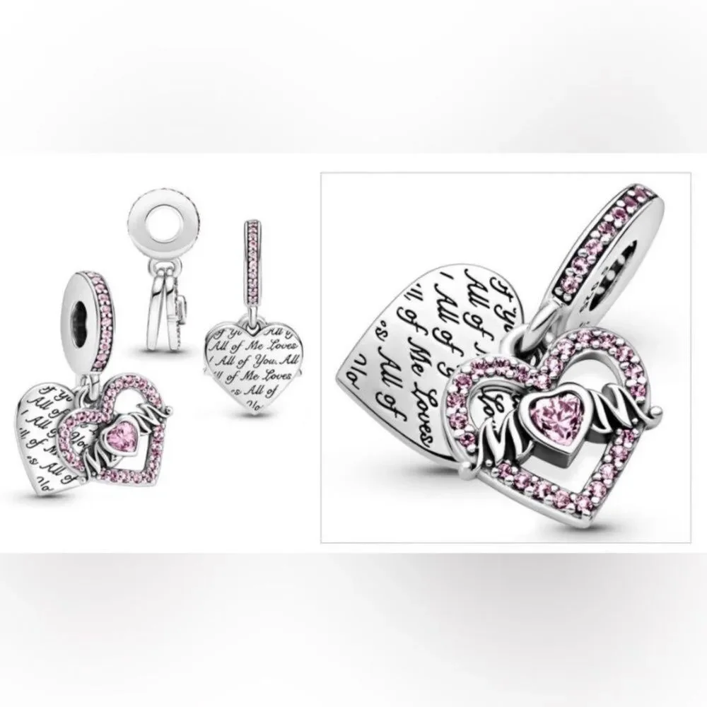 NWOT Mom Heart Pink Silver Pandora FIT Charm